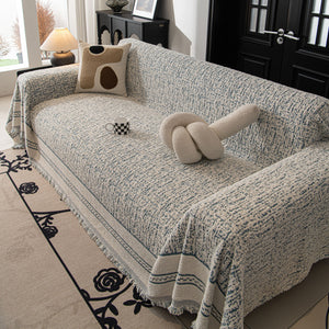 Textured Woven Furniture Protector for Couch, Rustic Farmhouse Sofa Throw Blanket