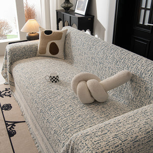 Textured Woven Furniture Protector for Couch, Rustic Farmhouse Sofa Throw Blanket