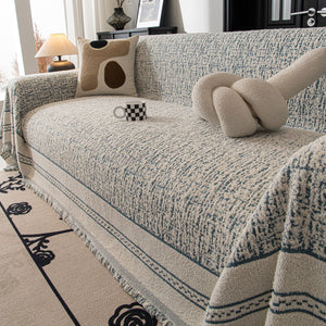 Textured Woven Furniture Protector for Couch, Rustic Farmhouse Sofa Throw Blanket