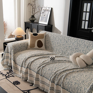 Textured Woven Furniture Protector for Couch, Rustic Farmhouse Sofa Throw Blanket
