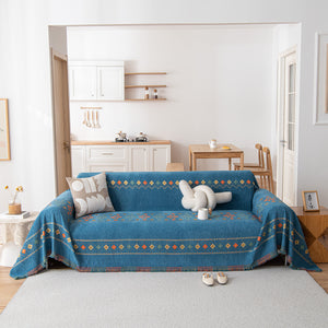 Bohemian Geometric Sofa Throw Cover, Cozy & Protective Ethnic-Inspired Couch Cover