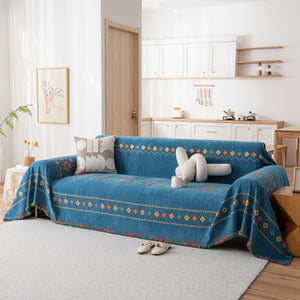 Bohemian Geometric Sofa Throw Cover, Cozy & Protective Ethnic-Inspired Couch Cover