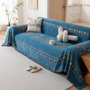 Bohemian Geometric Sofa Throw Cover, Cozy & Protective Ethnic-Inspired Couch Cover