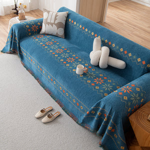 Bohemian Geometric Sofa Throw Cover, Cozy & Protective Ethnic-Inspired Couch Cover