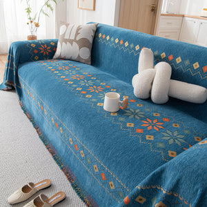 Bohemian Geometric Sofa Throw Cover, Cozy & Protective Ethnic-Inspired Couch Cover