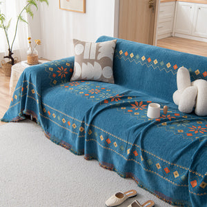 Bohemian Geometric Sofa Throw Cover, Cozy & Protective Ethnic-Inspired Couch Cover