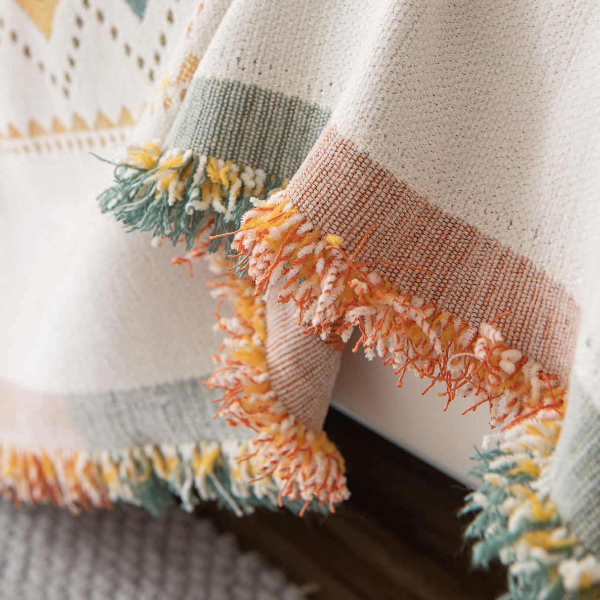 Bohemian Geometric Sofa Throw Cover, Cozy & Protective Ethnic-Inspired Couch Cover