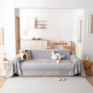 Bohemian Geometric Sofa Throw Cover, Cozy & Protective Ethnic-Inspired Couch Cover