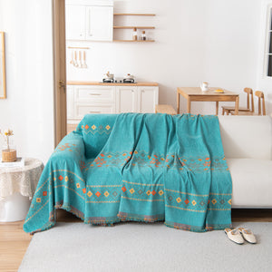 Bohemian Geometric Sofa Throw Cover, Cozy & Protective Ethnic-Inspired Couch Cover