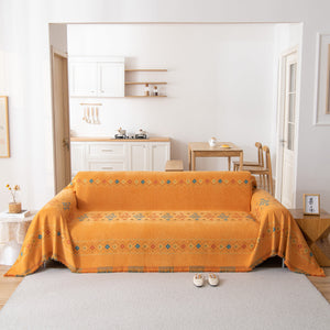 Bohemian Geometric Sofa Throw Cover, Cozy & Protective Ethnic-Inspired Couch Cover