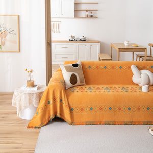 Bohemian Geometric Sofa Throw Cover, Cozy & Protective Ethnic-Inspired Couch Cover