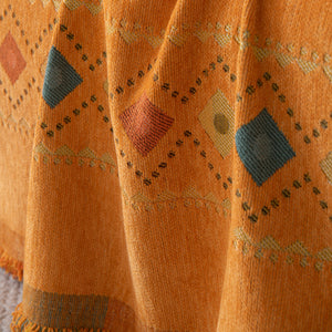 Bohemian Geometric Sofa Throw Cover, Cozy & Protective Ethnic-Inspired Couch Cover