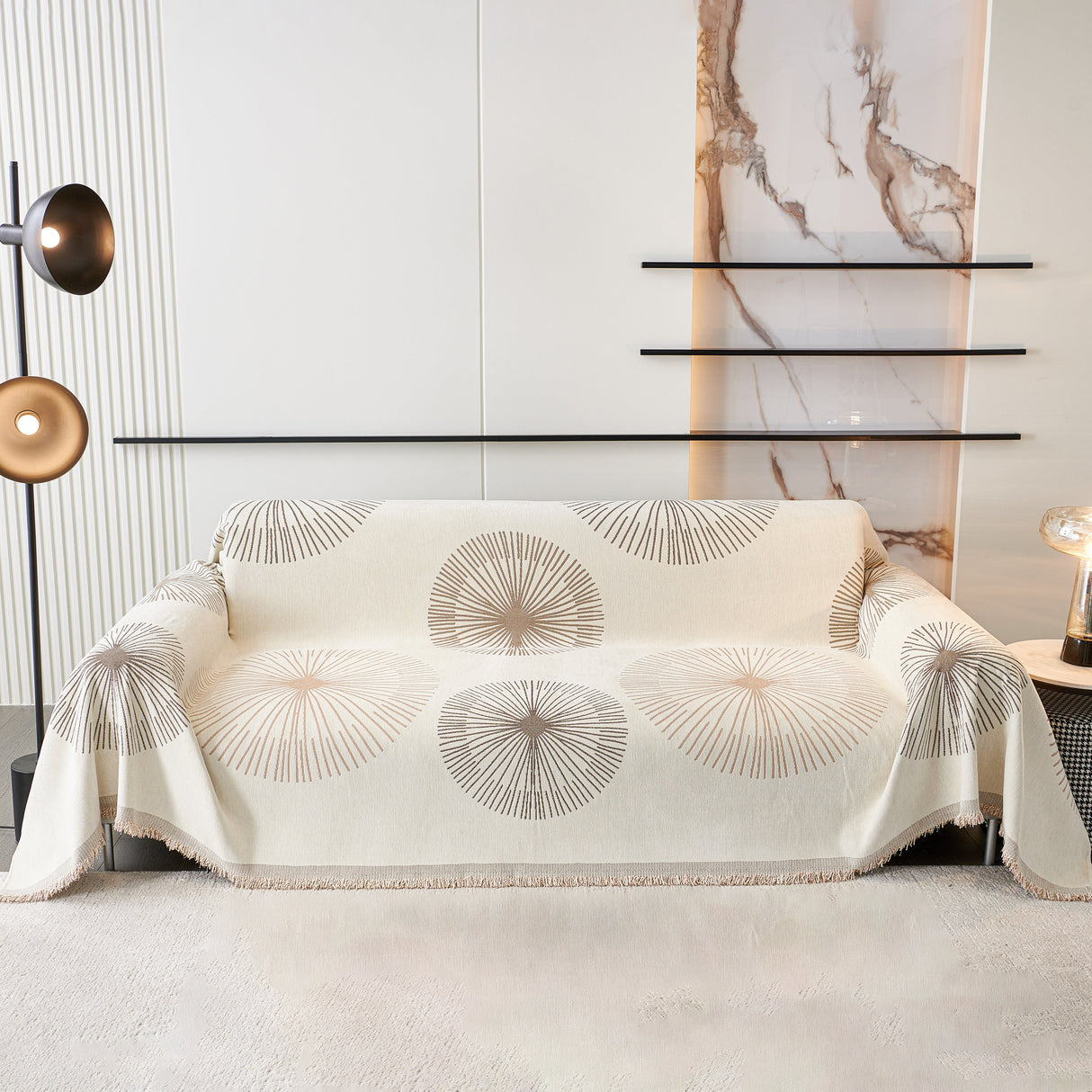 Dandelion Reversible Striped Couch Throw Cover for Living Room Pet Sofa Slipcovers Couch Protector