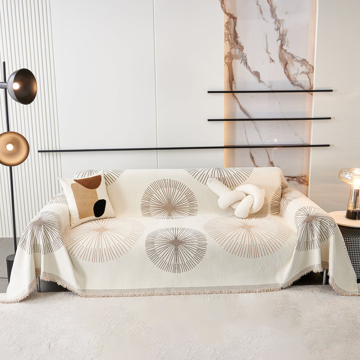 Dandelion Reversible Striped Couch Throw Cover for Living Room Pet Sofa Slipcovers Couch Protector