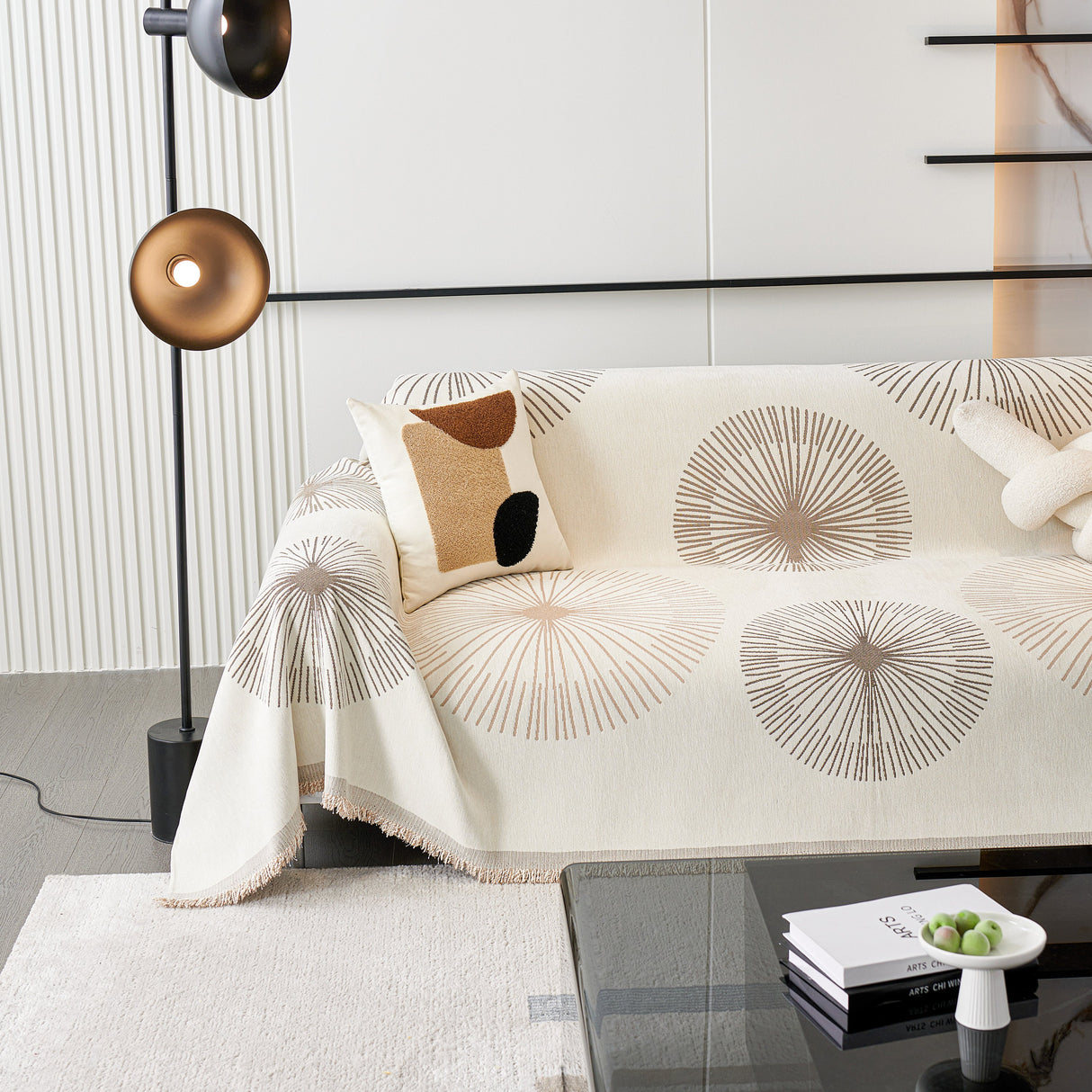 Dandelion Reversible Striped Couch Throw Cover for Living Room Pet Sofa Slipcovers Couch Protector