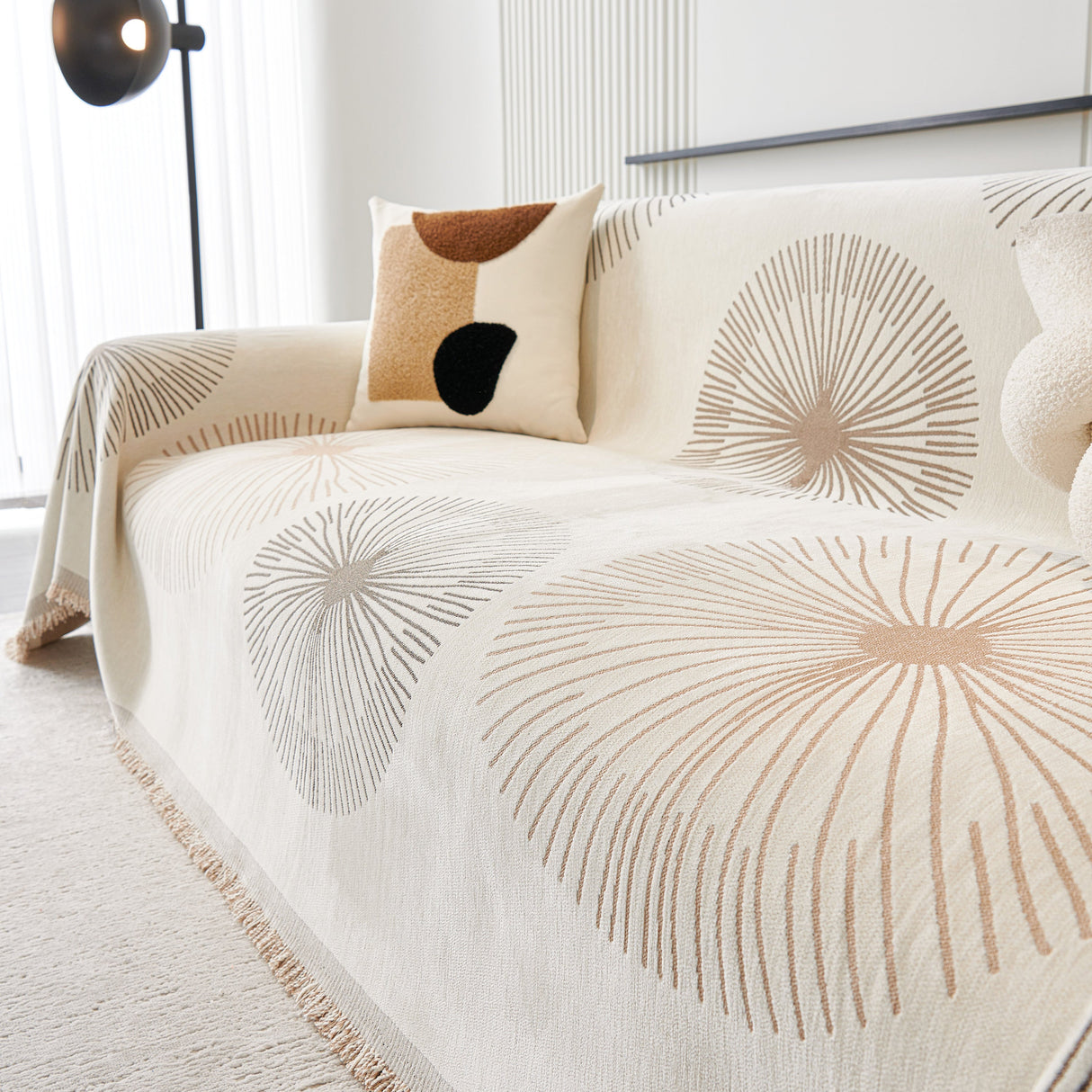 Dandelion Reversible Striped Couch Throw Cover for Living Room Pet Sofa Slipcovers Couch Protector