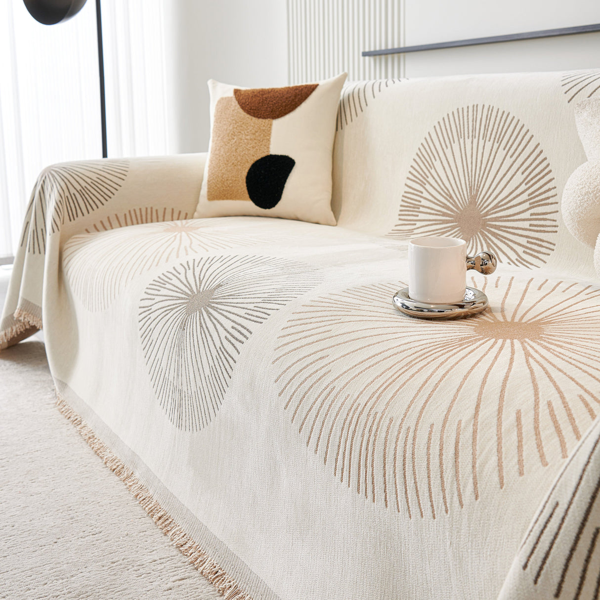 Dandelion Reversible Striped Couch Throw Cover for Living Room Pet Sofa Slipcovers Couch Protector