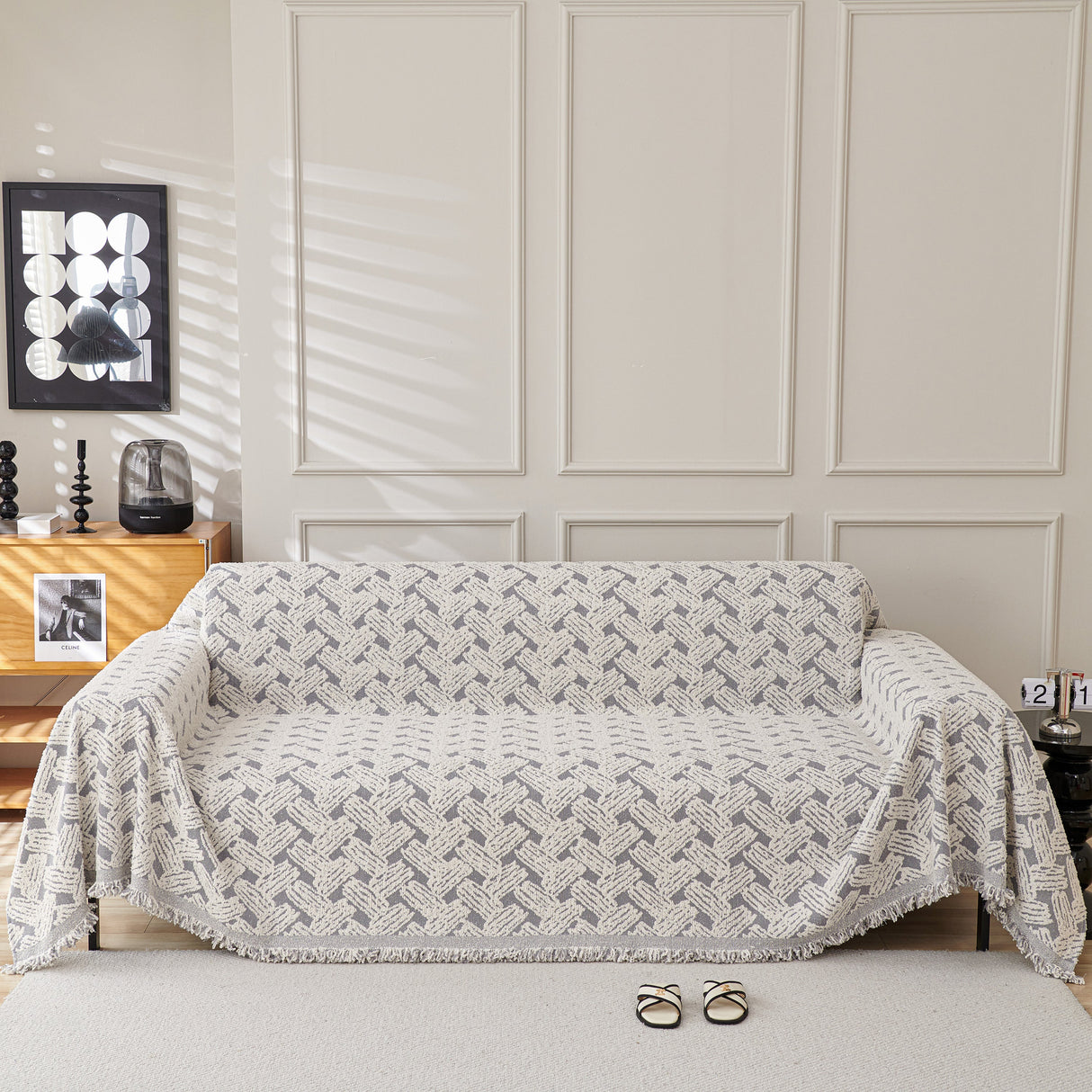 Oversized Reversible Couch Covers Sheet Blanket, L-Shape U-Shaped Sectional Protector for Cats Dogs