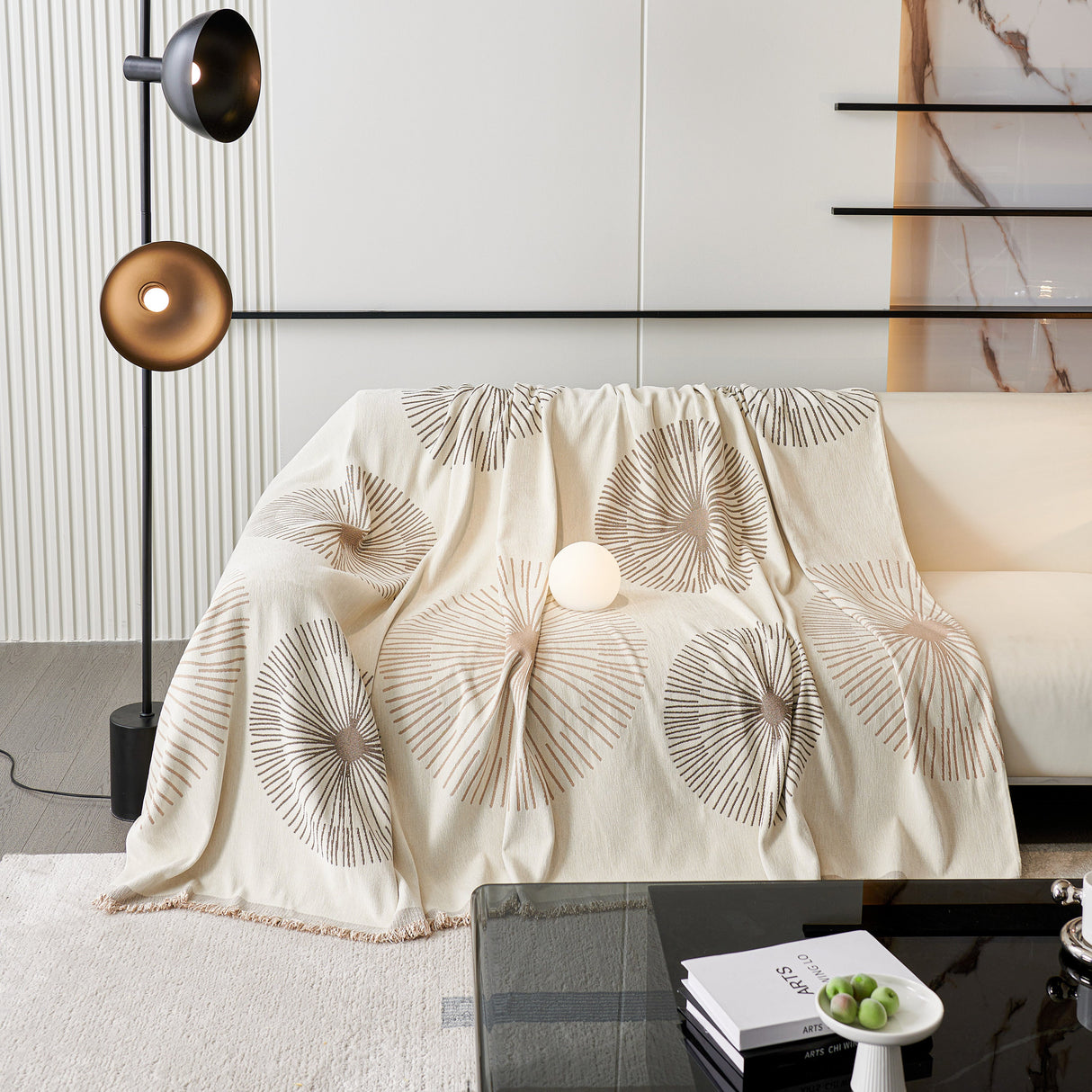 Dandelion Reversible Striped Couch Throw Cover for Living Room Pet Sofa Slipcovers Couch Protector