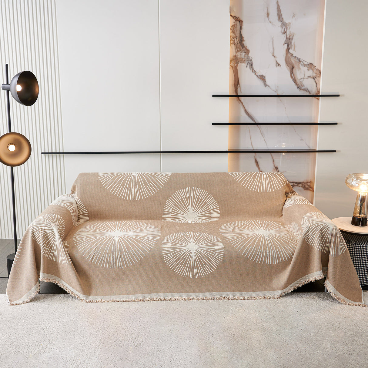 Dandelion Reversible Striped Couch Throw Cover for Living Room Pet Sofa Slipcovers Couch Protector