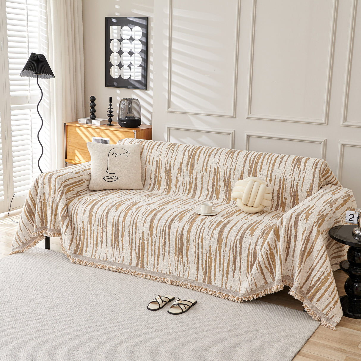 Reversible Sofa Throw Blanket, Couch Cover Sofa Slipcover for Most Shape Sofas