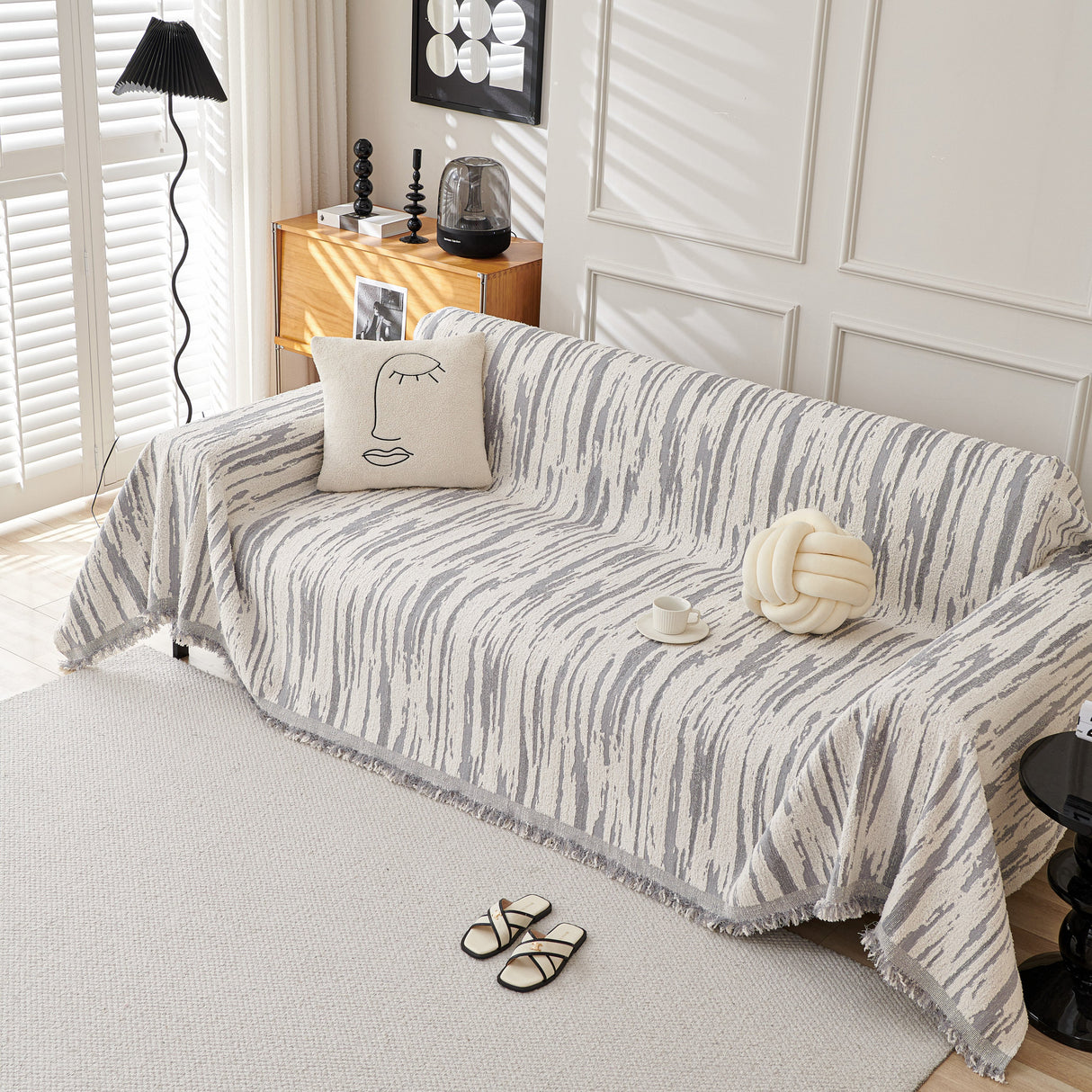 Reversible Sofa Throw Blanket, Couch Cover Sofa Slipcover for Most Shape Sofas