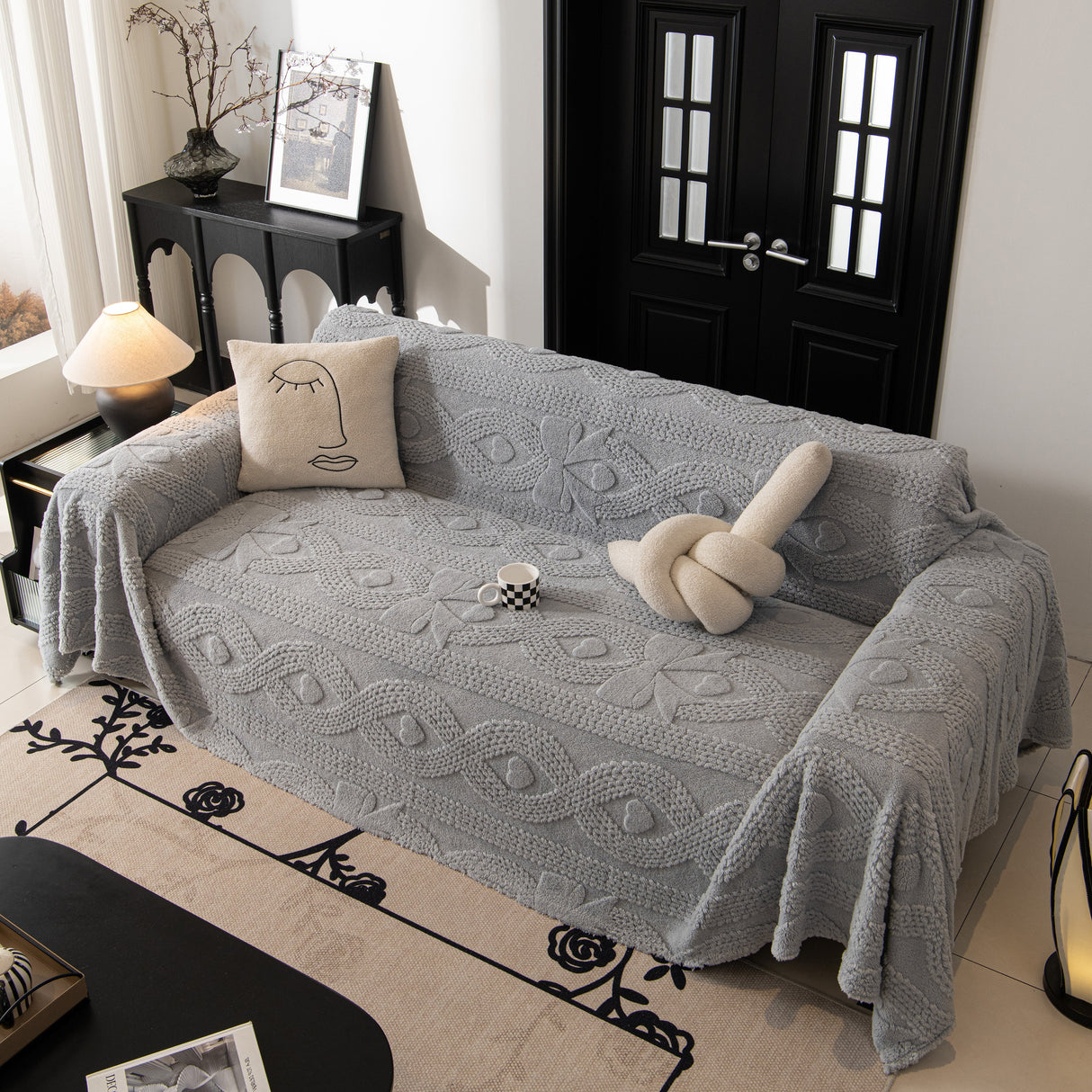 Soft Plush Fleece Throw Blanket for Couch Solid Cute Warm Couch Cover Blanket for Winter