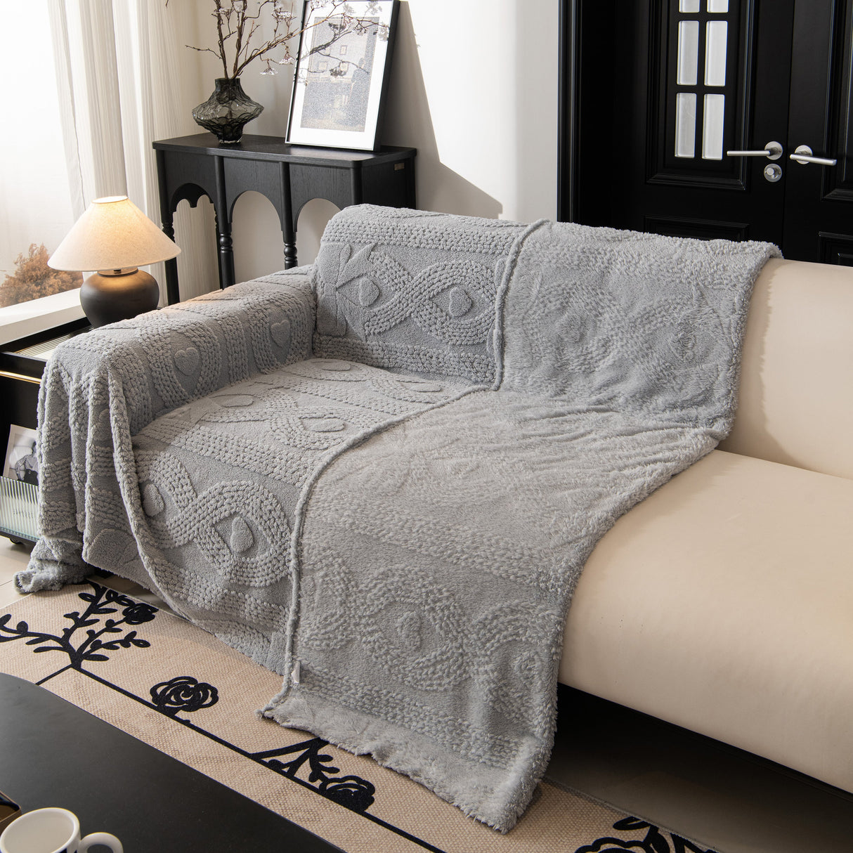 Soft Plush Fleece Throw Blanket for Couch Solid Cute Warm Couch Cover Blanket for Winter