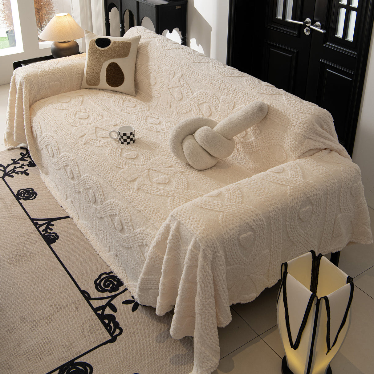 Soft Plush Fleece Throw Blanket for Couch Solid Cute Warm Couch Cover Blanket for Winter