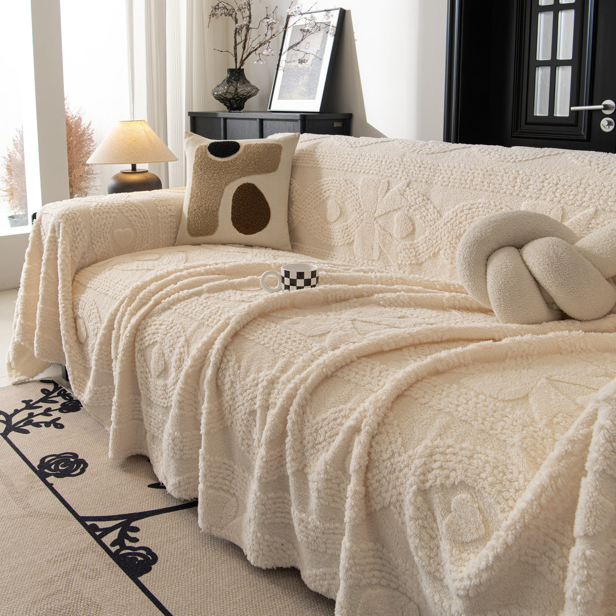 Soft Plush Fleece Throw Blanket for Couch Solid Cute Warm Couch Cover Blanket for Winter