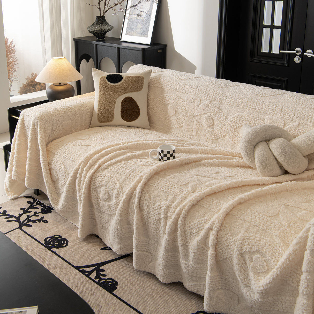 Soft Plush Fleece Throw Blanket for Couch Solid Cute Warm Couch Cover Blanket for Winter