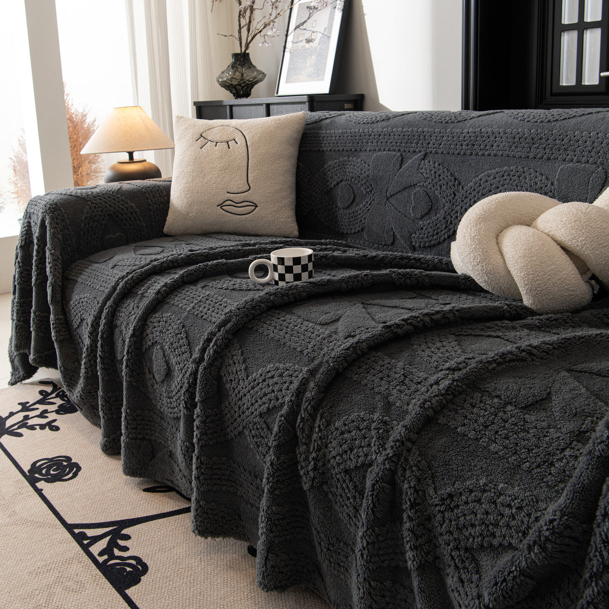 Soft Plush Fleece Throw Blanket for Couch Solid Cute Warm Couch Cover Blanket for Winter