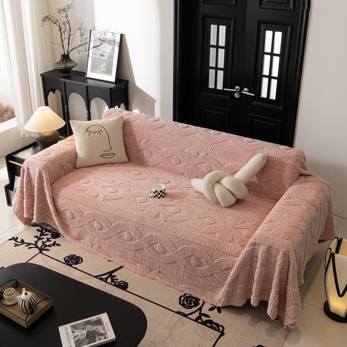 Soft Plush Fleece Throw Blanket for Couch Solid Cute Warm Couch Cover Blanket for Winter