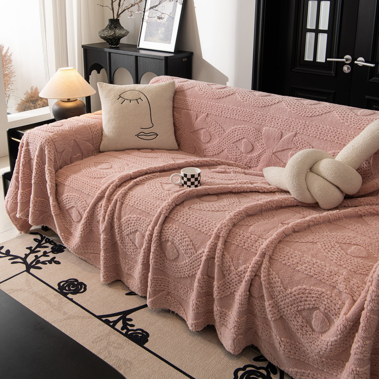 Soft Plush Fleece Throw Blanket for Couch Solid Cute Warm Couch Cover Blanket for Winter