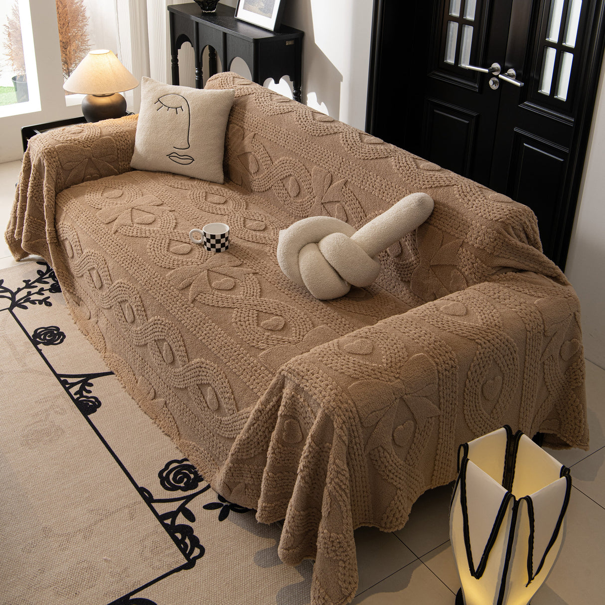 Soft Plush Fleece Throw Blanket for Couch Solid Cute Warm Couch Cover Blanket for Winter