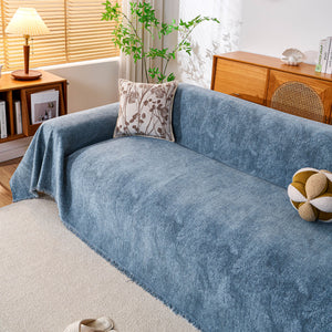 Cozy Textured Couch Protector with Fringe, Universal Soft Slipcover for Couch Sofa Bed