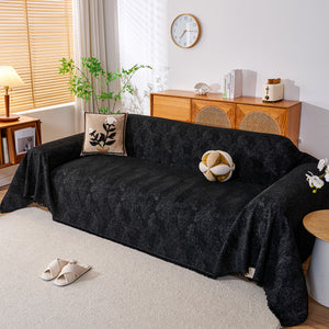Cozy Textured Couch Protector with Fringe, Universal Soft Slipcover for Couch Sofa Bed
