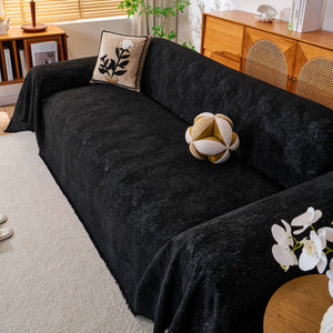 Cozy Textured Couch Protector with Fringe, Universal Soft Slipcover for Couch Sofa Bed
