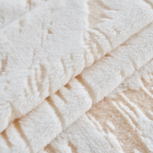 Plush Faux Fur Warm Sofa Cover with Waves Jacquard Textured Throw Blankets for Couch