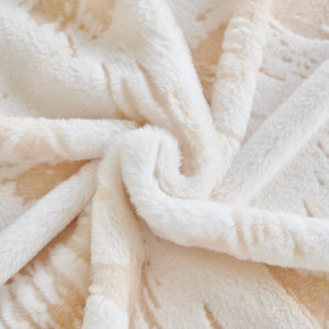 Plush Faux Fur Warm Sofa Cover with Waves Jacquard Textured Throw Blankets for Couch