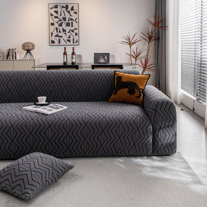 Modern Geometric Jacquard Sofa Slipcover, High Stretch 1-Piece Textured Couch Cover