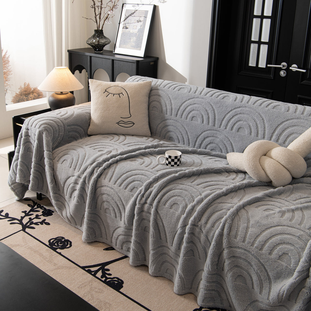 Plush Warm Decor Couch Cover Soft Jacquard Fleece Throw Blankets for Bed Couch Sofa Chair