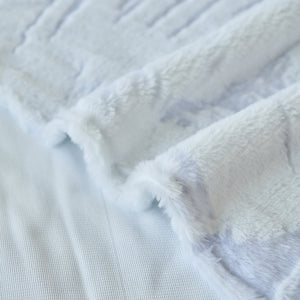 Plush Faux Fur Warm Sofa Cover with Waves Jacquard Textured Throw Blankets for Couch