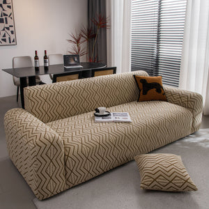 Modern Geometric Jacquard Sofa Slipcover, High Stretch 1-Piece Textured Couch Cover