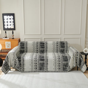 Chenille Sofa Cover Throw Blanket, Boho Geometric Scratch Proof Couch Protector