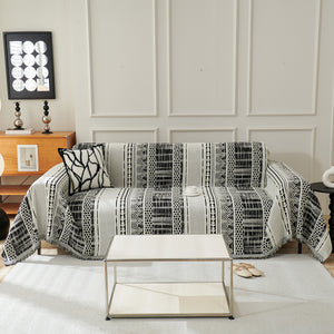 Chenille Sofa Cover Throw Blanket, Boho Geometric Scratch Proof Couch Protector