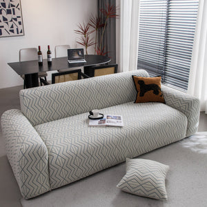 Modern Geometric Jacquard Sofa Slipcover, High Stretch 1-Piece Textured Couch Cover
