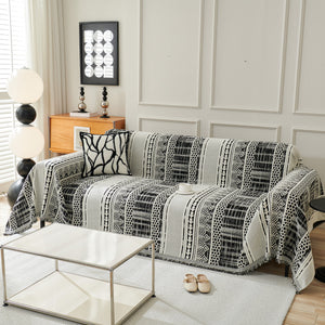 Chenille Sofa Cover Throw Blanket, Boho Geometric Scratch Proof Couch Protector