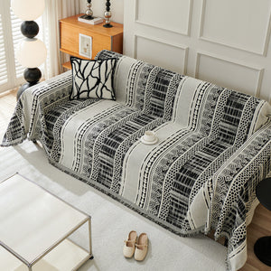 Chenille Sofa Cover Throw Blanket, Boho Geometric Scratch Proof Couch Protector