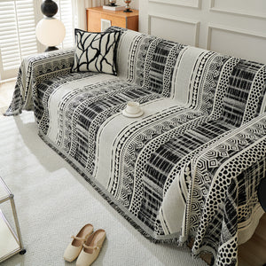Chenille Sofa Cover Throw Blanket, Boho Geometric Scratch Proof Couch Protector